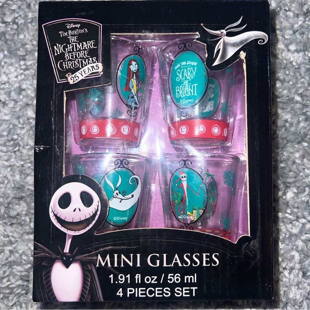 Nightmare before Christmas 25 years  4 piece Shot glasses NIB